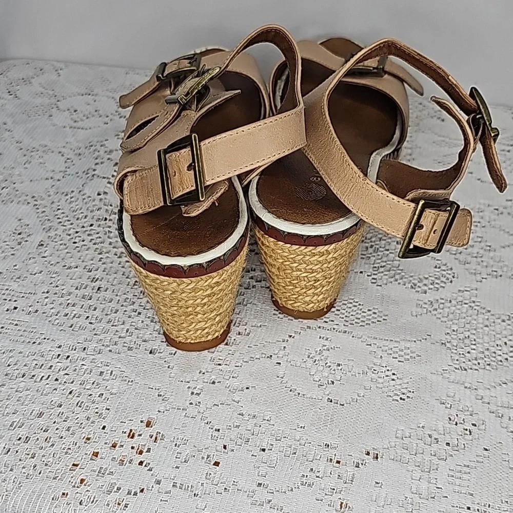 Eric Michael handmade in Spain leather ankle strap espadrille wedges sz 8 - Picture 8 of 10
